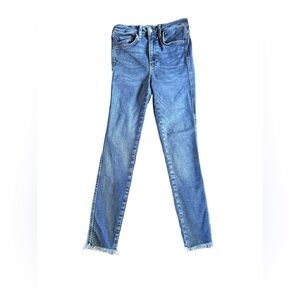 FREE PEOPLE High Waist Crop Raw Hem Womens Denim Jegging